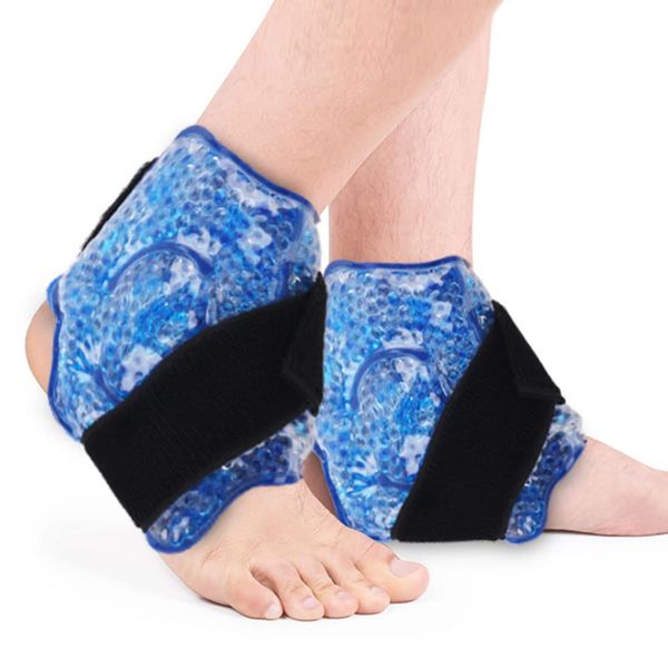 NEWGO Ankle Ice Pack Wrap for Injuries Reusable Hot Cold Therapy 2PCS Foot Ice Pack for Plantar Fasciitis, Ankle Swelling, Achilles Tendonitis, Ankle Sprain