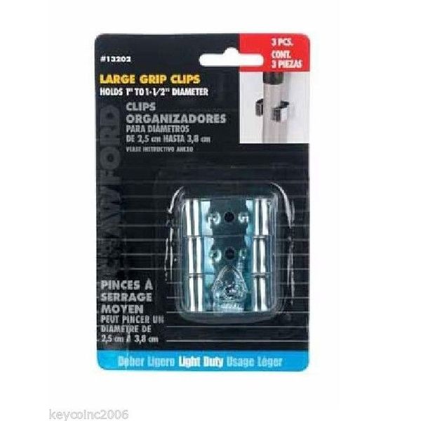CRAWFORD Large GRIP Broom and Tool CLIPS 3 pack
