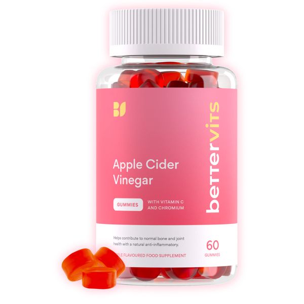 Bettervits Apple Cider Vinegar Gummies | Vitamin C | Chromium | Blood Sugar | Healthy Weight | Repair Cell Damage | Apple Flavour