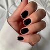THCEVRLA Nail Tip - Black Oval Nail Tip, Short Cut, Solid Color Basic Model, False Nail Gelling Nail Tip, Tool Kit Included, 24 Pieces