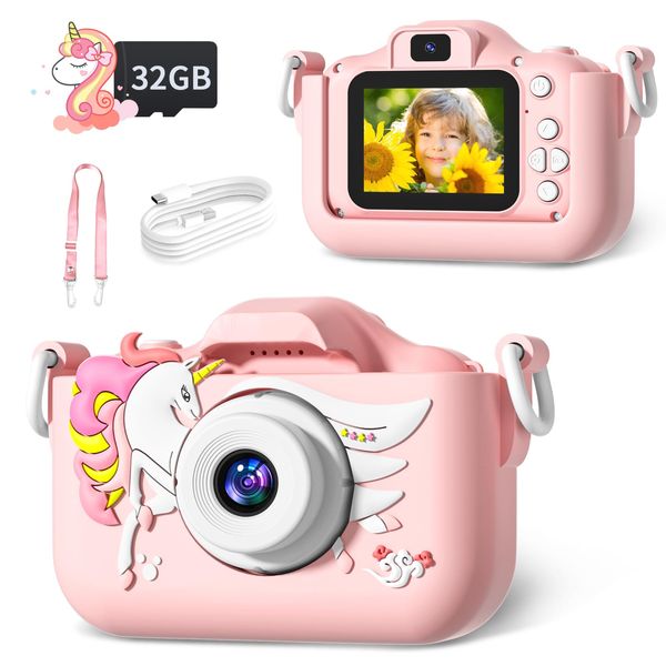 Colofree Kids Camera, Kids Digital Camera for Age 3-5 Boys/Girls, Toddler Camera for 6 7 8 9 10 11 12 Year Old Christmas Birthday Festival Gifts, Kids Camera Toys with 32G TF Card