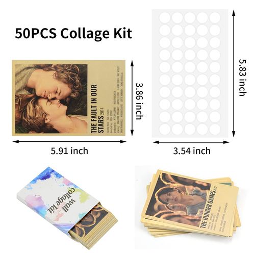 50Pcs Movie Poster Wall Collage Kit,Vintage Picture Room Decor Art Posters 4x6 inch for Teens and Young Adults (Movies), Bedroom