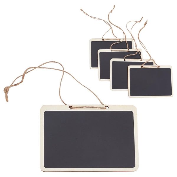 DELORIGIN 10pcs Mini Wooden Chalkboards Hanging Chalkboard Signs Cute Erasable Liquor Decanter Labels with String Message Board Tags for Food Labels Wedding Parties Place Cards 6x8cm (2x3 inch)
