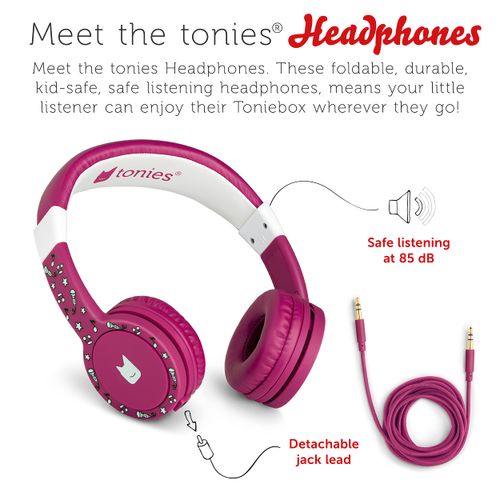 tonies Kids Headphones Wired for Toniebox, Kid-Safe Volume-Limiting Cushioned Over Ear Headphones for Listening to Audiobooks, 1.2m Cable and 3.5mm Jack, Purple