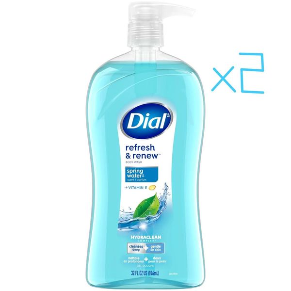 Dial  Refresh & Renew Body Wash Spring Water Scent Deep Cleanse Lot 2 32Fl Oz