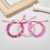 Hemasa 3Pcs Round Synthetic Moonstone Braided Bead Bracelets (Pink)