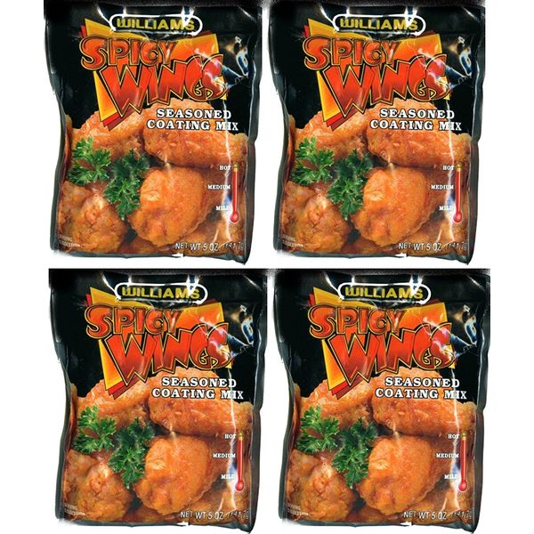 Williams Spicy Wings Seasoned Coating Mix - Spicy HOT - 5 Oz (4-Pack)