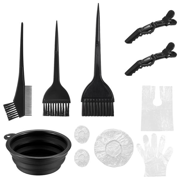 Haarfärbepinsel Set, 10 Stk Haare Färben Zubehör, Haar Färben Färbung Tool, mit Bürstenkamm, Färbebürste, Haartönungsschale Haarfärbeschürze Haarnadeln, Handschuhe, für Salon DIY Haarfärbe Kit