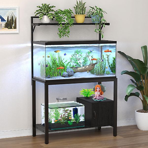 40-50 Gallon Fish Tank Stand with Plant Shelf Metal Aquarium Stand with Cubby St