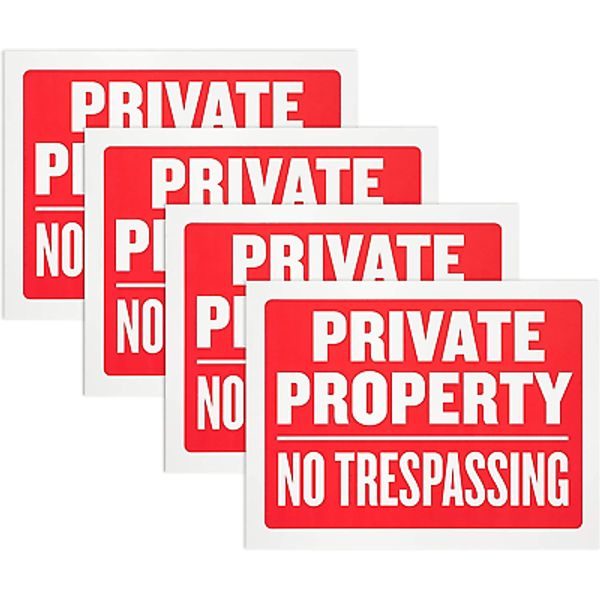 8 Pack Private Property No Trespassing Sign 9 X 12 Inch Weatherproof, Water Resi