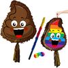 Poop emoji Pinta with stick and blindfold
