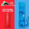 AUFGLO Wii Controller 2 Pack - Wii Remote with Silicone Case and Wrist Strap (red+blue)