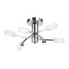 Cuba Modern 6 Way Silver Chrome Branch Arm Ceiling Light with Frosted Light Diffusing Glass Shades