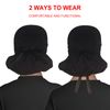 Scrub Cap with Buttons - Cotton Cap with Sweatband, Adjustable Ponytail Working Cap, Tie Back Hats for Women (Black)