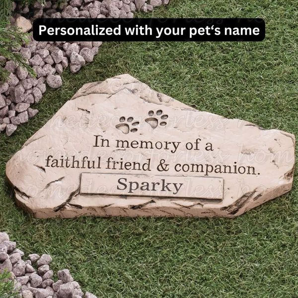 PERSONALIZED Dog Cat Pet Memorial Paw Print Grave Marker Garden Stepping Stone