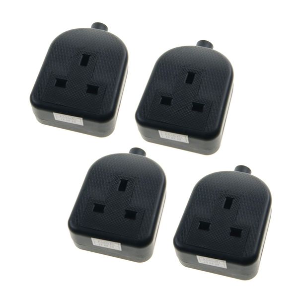Ex-Pro 1 Gang High Impact Trailing Extension Socket, without Plug and Cable, 13A, Black - 4 Pack