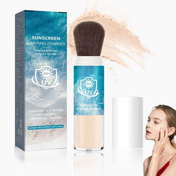 Mineral Sunscreen Setting Powder SPF 50 +,Mineral Brush Powder,Oil Control Setting Powder Sunscreen for Face,Matte Translucent Brush On Sunscreen Powder,Oil Control Lightweight Face Powder for Makeup