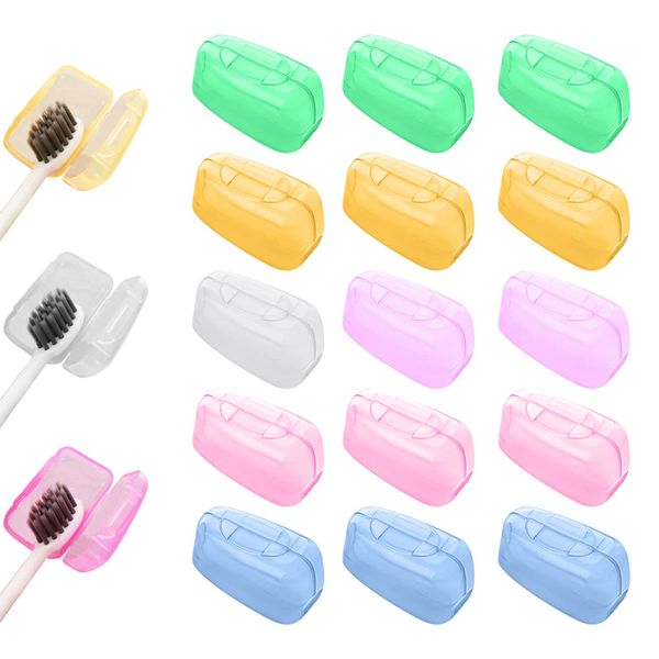 15 toothbrush head boxes, travel portable toothbrush head covers, toothbrush head protective covers, toothbrush head protective boxes, travel necessities, suitable for business trips and travel