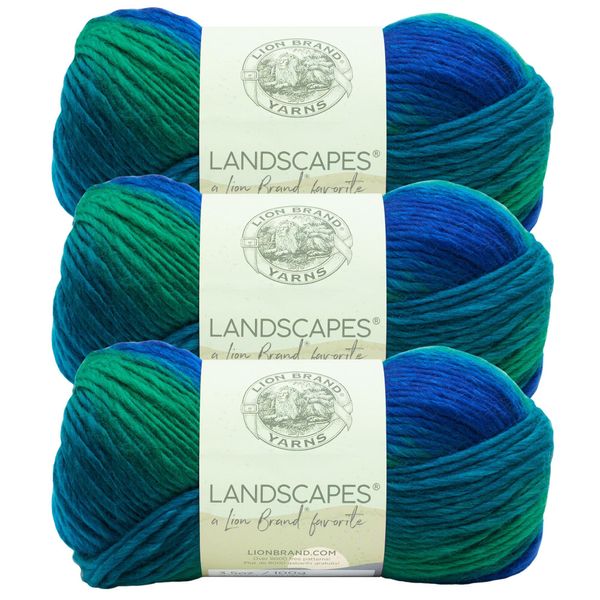 (3 Pack) Lion Brand Landscapes Yarn - Blue Lagoon