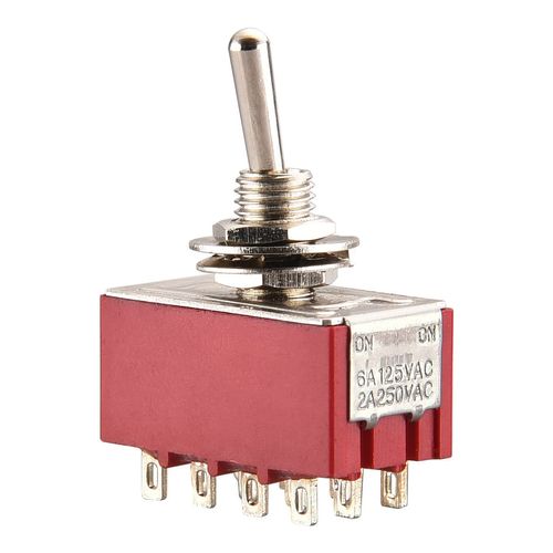 Heschen MTS-402 ON-ON 4PDT Miniature Toggle Switch 12 Pin, 2A 250V, 5A, 120V, Pack of 2