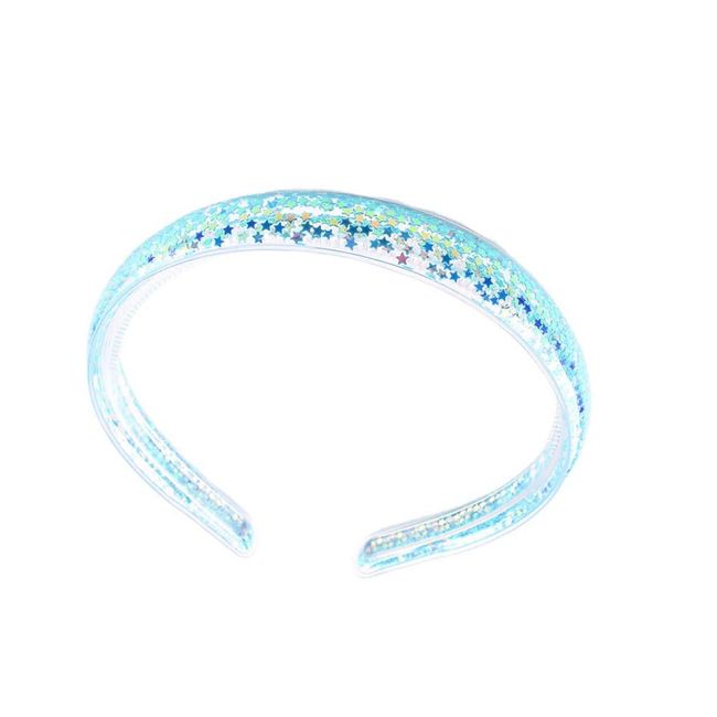 Blue Glitter Stars Headband Confetti Headbands for Girls Sparkly Head Bands Non Slip Blue Sparkly Star Head Band Cute Hair Accessories for Girls Confetti Hair Bands