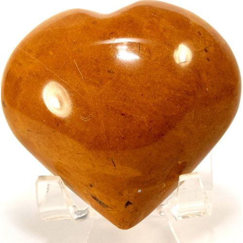 2.25" 110g Orange Yellow Limonite w/Quartz Inclusions Carved Heart Polished Collectible Natural Gemstone Crystal Mineral Specimen - Peru + Stand