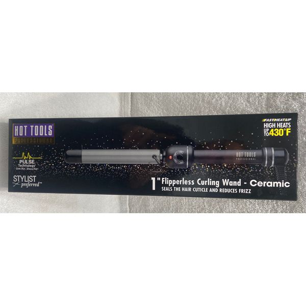 NEW - Hot Tools Professional 1" Flipperless Ceramic Curling Wand (UL3817GWP3C)