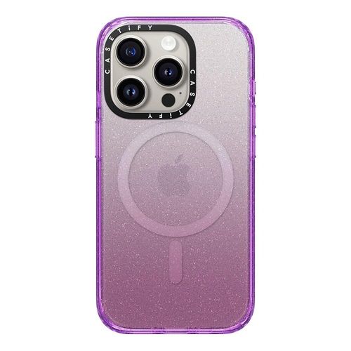 CASETiFY Impact iPhone 15 Pro Case [4X Military Grade Drop Tested / 8.2ft Drop Protection/Compatible with Magsafe] - Glitter Purple