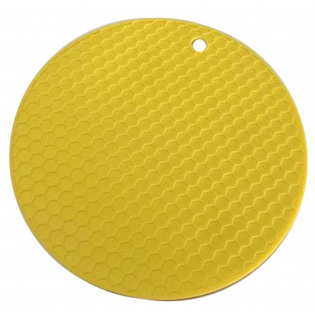 Plus Nao Trivet Coaster Pot Holder Bottle Lid Opener Single Piece Round Round Insulated Heat Resistant Honeycomb Silicone Soft Bend Cheap - Yellow