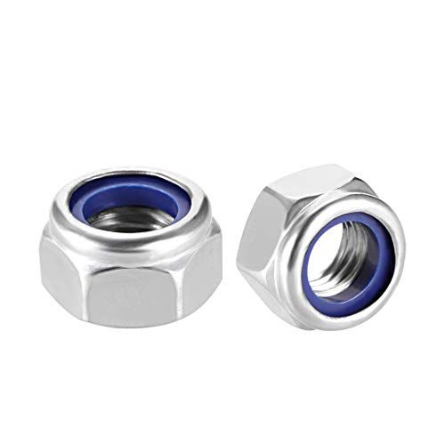 uxcell Hex Lock Nuts M12 x 1.75 mm 304 Stainless Steel Hex Head Nylon Washer Lock Nuts 4pcs
