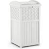 Suncast Wicker Resin Outdoor Hideaway Trash Can Bin with Latching Lid (2 Pack)