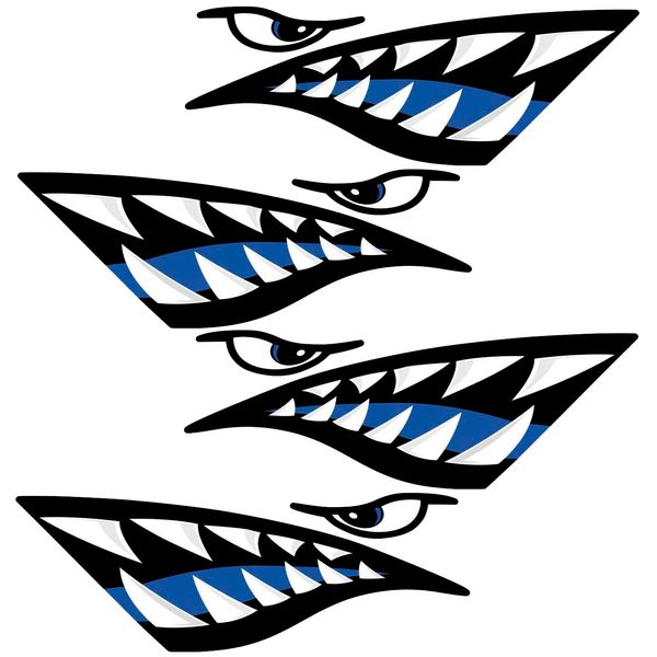 Kayak Stickers Decals Waterproof,2 Pairs Shark Teeth Sticker,Flying Tiger Decal,Warhawk Sticker,Shark Decal for Kayak Canoe Fishing Boat Car Truck Jet Ski Hobie Dagger Ocean Boat Decoration