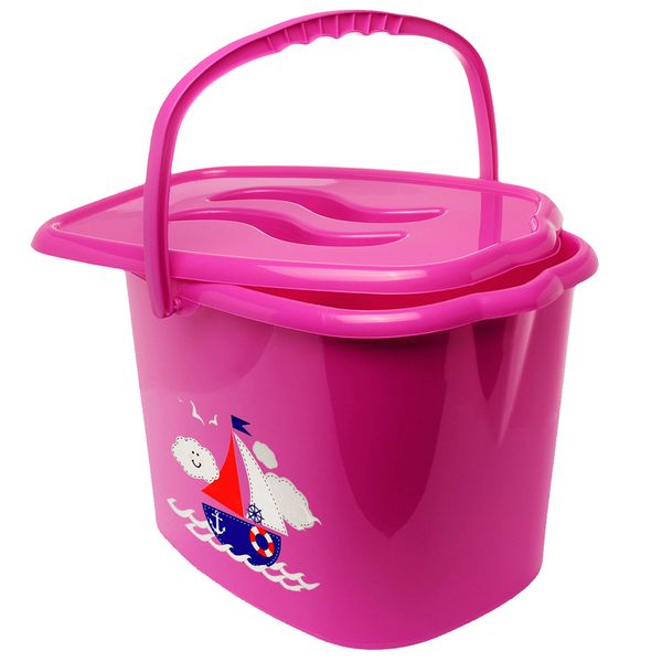 Eimer/Putzeimer/Mülleimer - mit Deckel + Tragegriff - pink - rosa Schiff - Boot Bieco - geruchsdicht - Windeleimer Geruch - geruchsfrei - Wickeleimer ..