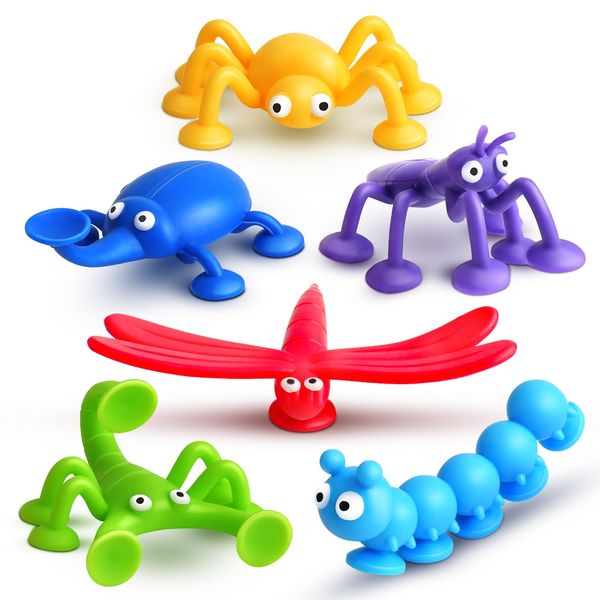 Bath Suction Toys for Baby Toddlers: No Hole Silicone Baby Toys - Bath Suction Toys for Baby Stick to Bathtub