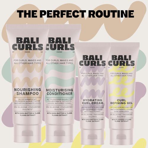 Bali Curls Curl Travel Kit Set of 4 - Travel Sizes for Defined, Healthy Curls - Shampoo, Conditioner, Curl Cream & Defining Gel - Compact Care Set for Travel, Gym & On the Go