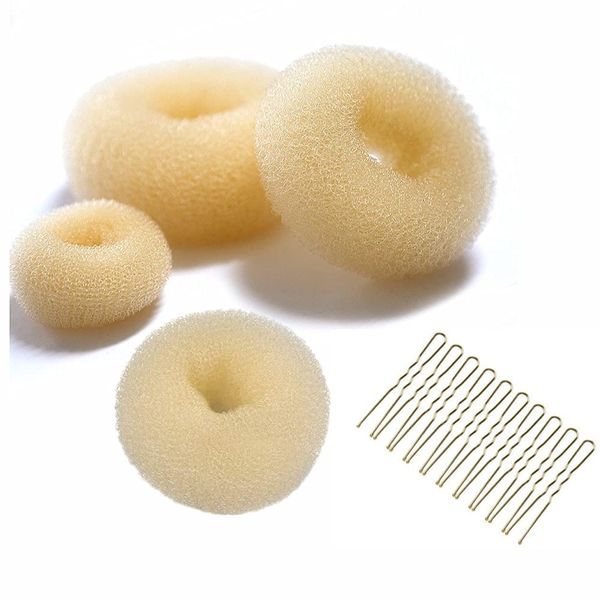 Voarge Donut Hair Bun Maker, 4pcs Donut Bun Makers Hair Donut Bun Ring Style Bun Maker Set, Bobby Pins for Blonde, Chignon Bun Maker Hair Ring Style Accessories