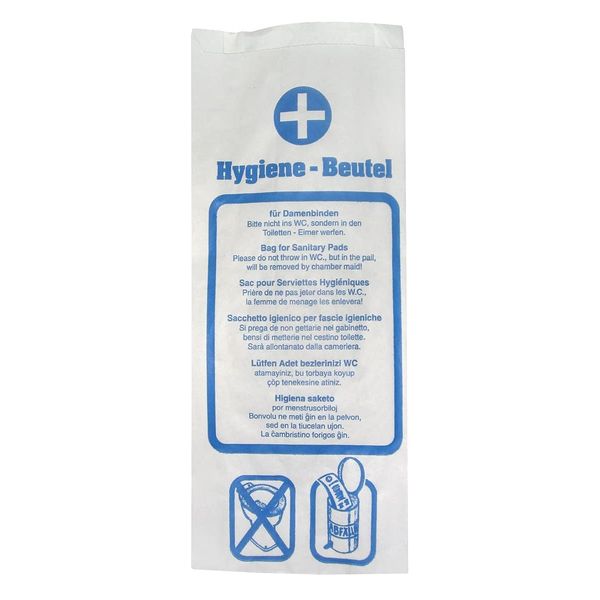 1000 Hygienebeutel aus Papier für Damenhygiene, Tampons & Binden, 12 x 4 x 28 cm, hygienisch & geruchssicher, Papier-Hygienebeutel