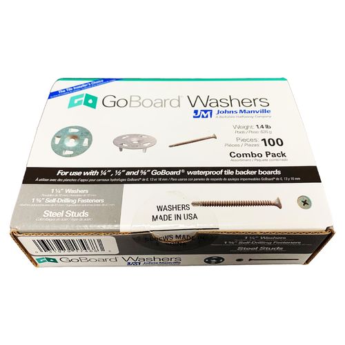 GoBoard Washers Metal Studs - 1-1/4" Washers & 1-5/8" Self-Drilling Fasteners Combo Box, 100 Each