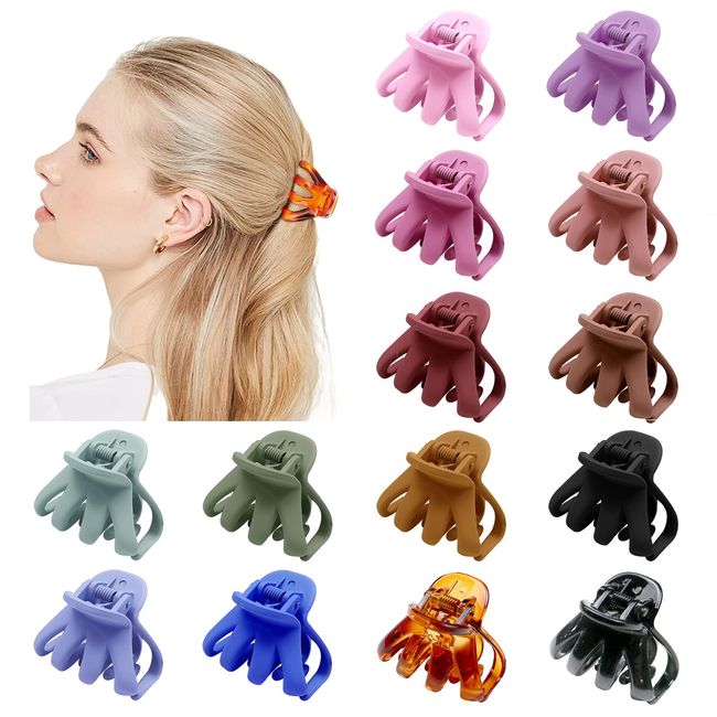 Kavya 14 Stück Haarklammer Damen Octopus Haarspangen Damen Klein Kunststoff 4 cm Haarklammern Klein Rutschfeste Haarspange Rund Haarstyling Zubehör für Frauen Mädchen Dickes Dünnes Haar Mehrfarbig