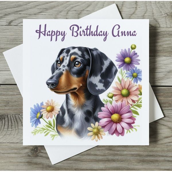 Dachshund Birthday Card Personalised DOG MUM Dad Dapple Sausage Dog Pet