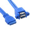 Cablecc Stackable USB 3.0 Female Panel Type to Motherboard 20 Pin Header Cable Dual Port 50cm