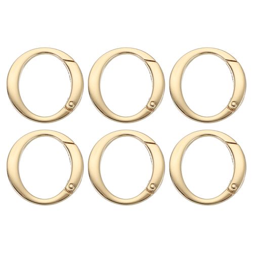 MECCANIXITY Round Shaped Spring Snap Keychain Clip, 25mm Metal Trigger Keychain Hook Clip Key Hook Buckle for Purses Wallet Belts Hardware Bags, Light Gold Pack of 6