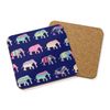 PATCHWORK ELEPHANTS PATTERN DRINKS COASTER MAT HARDBOARD SQUARE SET X4