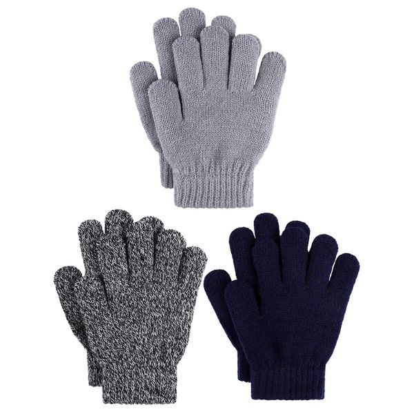 Cooraby 3 Pairs Kid's Winter Gloves Thick Cashmere Warm Knitted Gloves Children Cold Weather Gloves