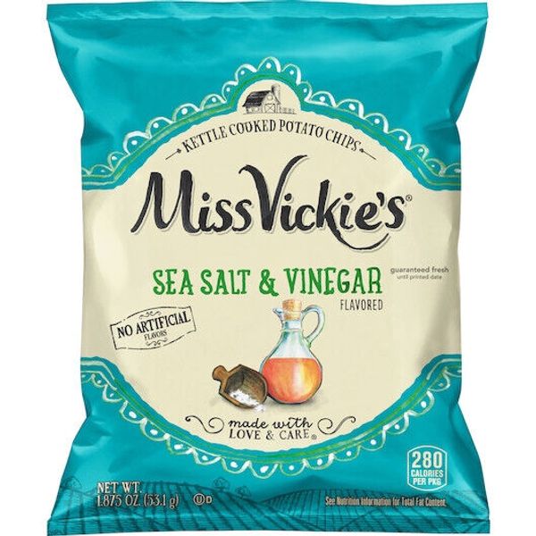 Miss Vickie's Sea Salt & Vinegar Kettle Potato Chips, 1.875 Ounce, 24 Per Case