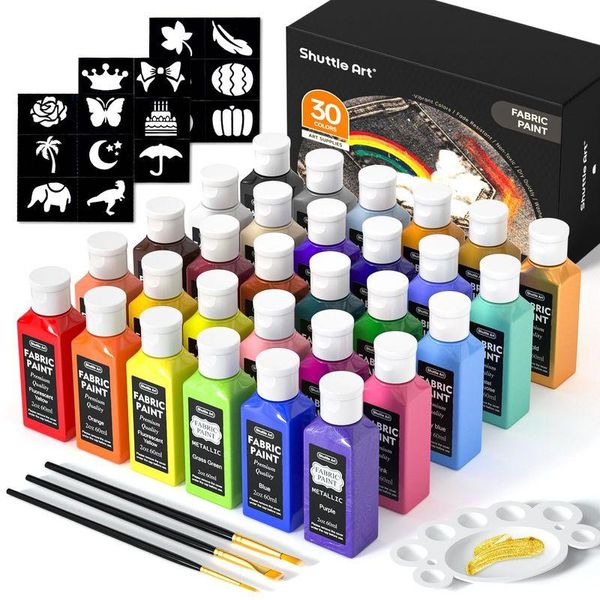 Shuttle Art Fabric Paint 30 Color Set 60ml Fabric Paint Fabric Paint Metallic Color Washable Won&#39;t Come Off