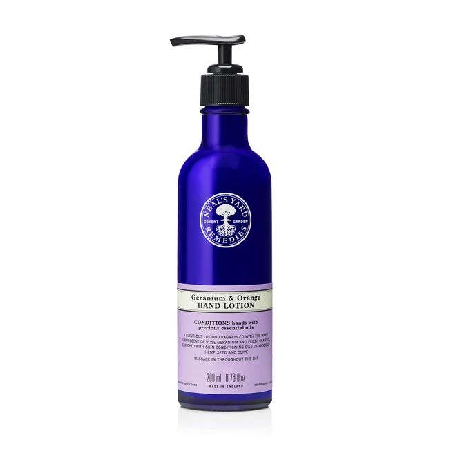 Neal's Yard Remedies Geranium & Orange Hand Lotion – Pump | Organic Hand Lotion with Geranium and Orange Essential Oils | Vegan Hand Lotion Made with Organic Ingredients | 200ml