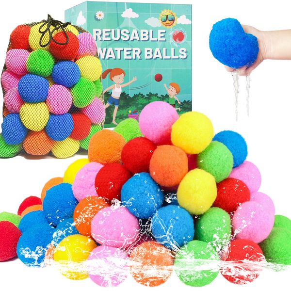 84 Pcs Reusable Water Balls, Reusable Water Balloons for Outdoor Toys and Games, Water Toys for Kids and Adults Boys and Girls - Summer Toys Ball for Pool and Backyard Fun