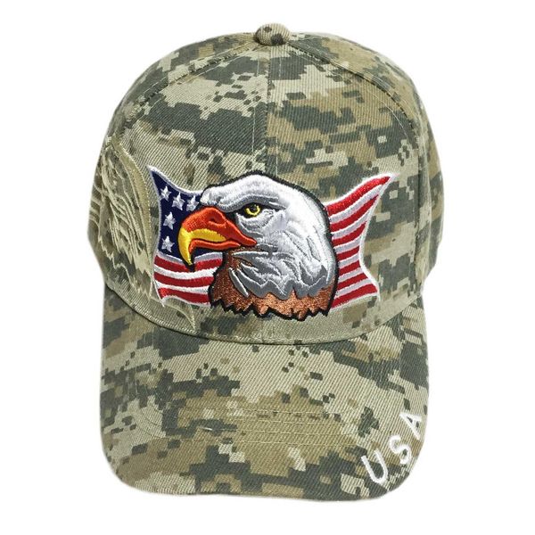 3D Emboridered Patriotic USA American Flag Flying Bird Design Baseball Cap Hat Visor (Army Digital Camo)