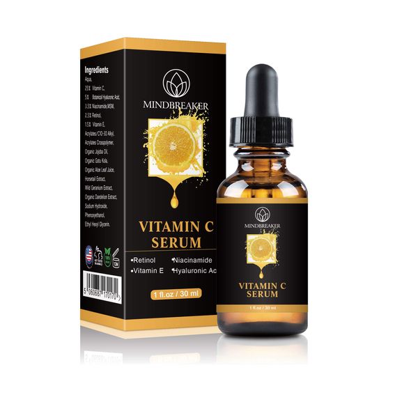 Natürliches Vitamin C Retinol Serum 2.5%, neue Hautbehandlungsformel, organischer Anti-Falten-Reduzierer, Feuchtigkeitscreme, organische Hautpflege für Gesicht und Augen (Vitamin C Serum)